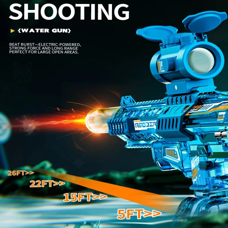 MK9 Children Pulse Electric Water Gun Automatic Water Absorption Induction Flash Light Water Blaster Summer Outdoor Toy for Kids