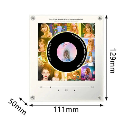 Creative Vinyl Music Player Fridge Magnet Decor,with 9Pcs NFC Rotating Disc Cards ,NFC Sensing Vinyl Song Player Night Light