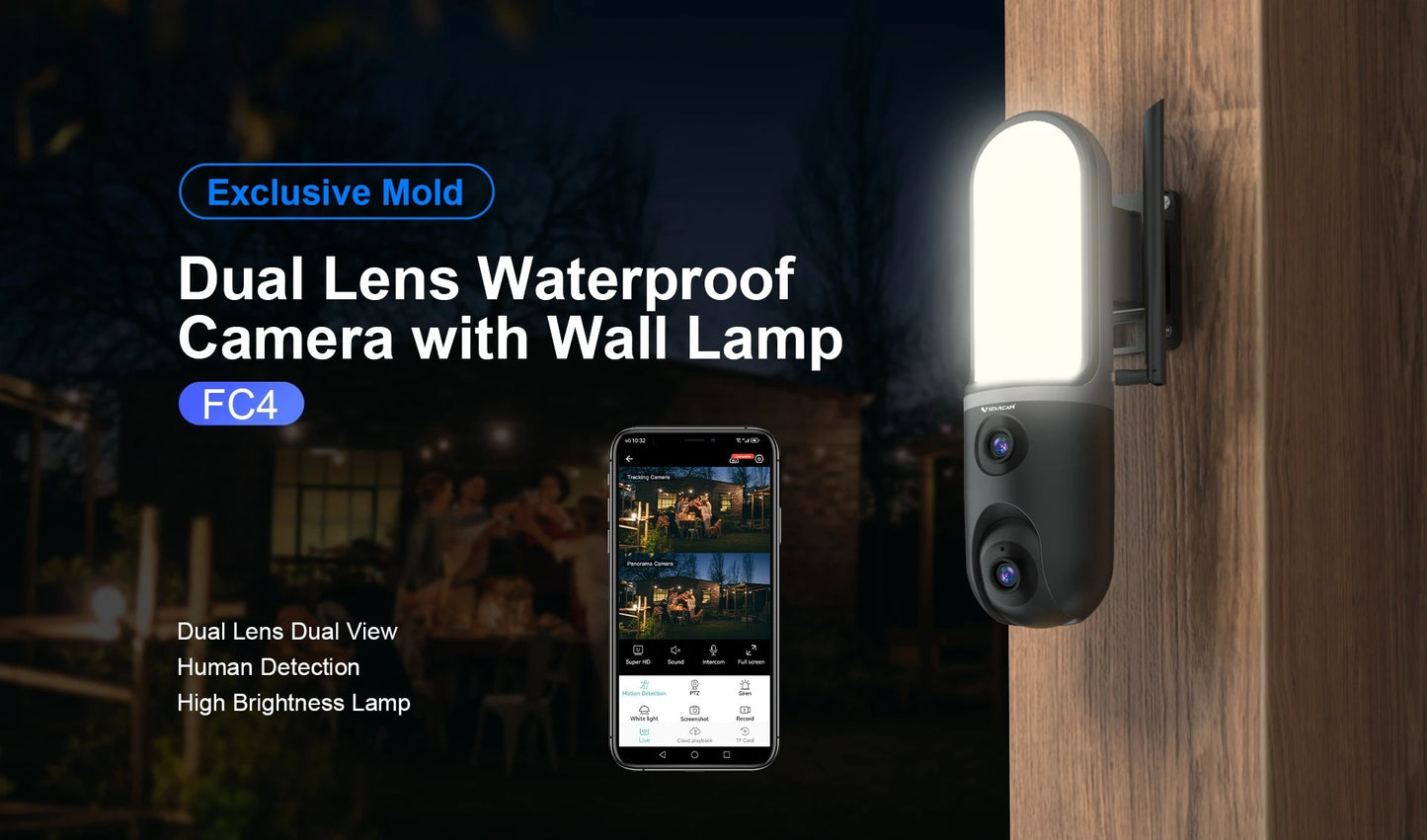 Kamera uliczna OKAM PRO 2w1, HD 6MP, Wi-Fi, CCTV, dwuobiektywowa kamera zewnętrzna, wodoodporna, śledzenie ruchu, noktowizor, PTZ