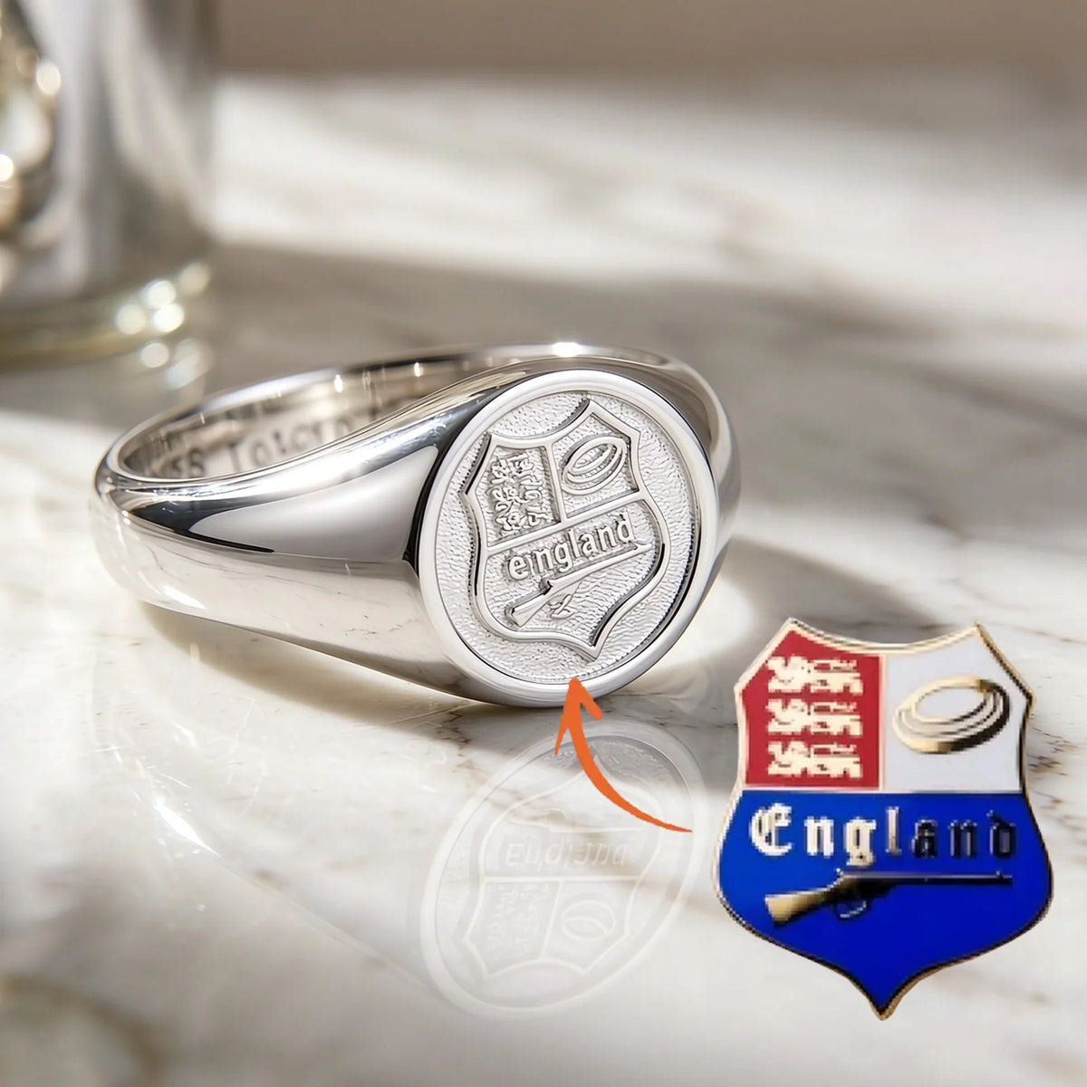 Family Crest Signet Ring Custom Image Logo Engraved Wax Seal Ring Inner Text Engraving 18K Gold Plated Heirloom Jewelry Gifts