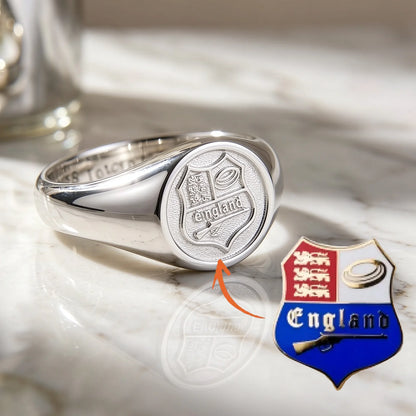 Family Crest Signet Ring Custom Image Logo Engraved Wax Seal Ring Inner Text Engraving 18K Gold Plated Heirloom Jewelry Gifts