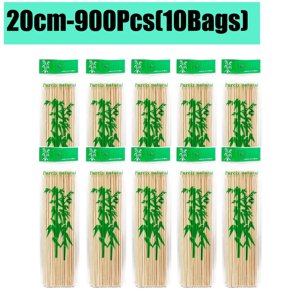 90-1350Pcs Bamboo Wooden BBQ Skewers Sticks Disposable 15/20/25/30cm for Grilling, Fruit, Kabob,BBQ, Barbecue, Camping, Outdoor