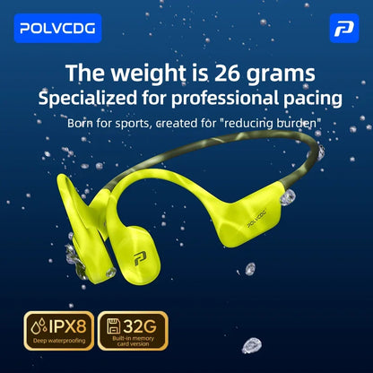 POLVCDG x34 Bone Conduction Swimming Earphones 32GB Memory IPX8 Waterproof Outdoor Trail Running ClimbingRock Climbing Earphones