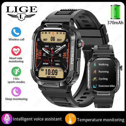 2026 AI Głos Mężczyźni Smartwatch Wojskowy Monitor Zdrowia Bezprzewodowe Połączenia Fitness Wodoodporny Sportowy Smartwatch dla Telefonów z iOS i Androidem