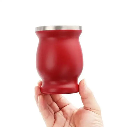 230ML Mate Cup 304 Stainless Steel Double Wall 8oz Portable Tea Mug Mate Tea Gourd With 2 In 1 Straw Spoon Give Cleaning Brush