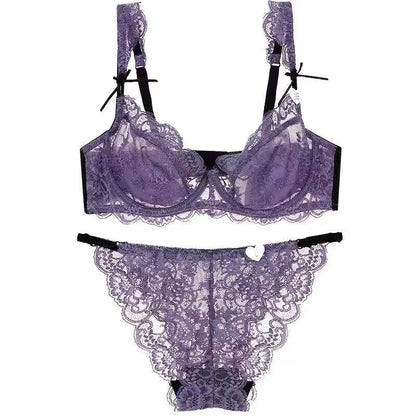 Romantic Atmosphere Lace Minimizer Bra Ultra Thin Sponge Free Wirefree Women Seamless Full Coverage Bust Push Up Set BANERDANNI
