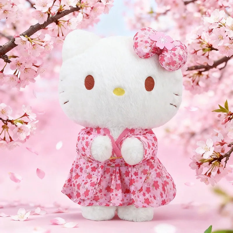 Japanese Style Sakura Pink Kimono Hello Kitty Plush Doll Toy Cute Soft Cushion Room Sofa Decor Pillow Companion Doll Girl Gift