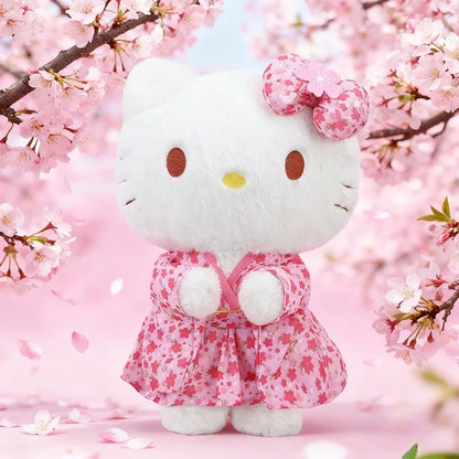 Japanese Style Sakura Pink Kimono Hello Kitty Plush Doll Toy Cute Soft Cushion Room Sofa Decor Pillow Companion Doll Girl Gift