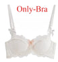 Modest French Pure Desire Bralette AB Cup Full Coverage Lace Bra & Set Small Bust Push Up Wireless for Chubby Girl Bow Plus Size