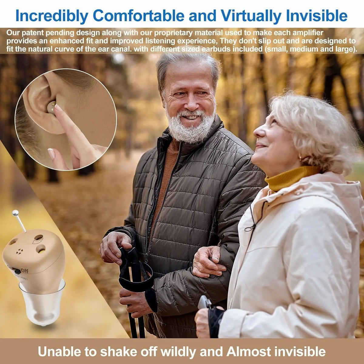 Invisible Hearing Amplifiers Small In Ear Rechargeable Comfortable Fit OTC Hearing Aids for Seniors Severe Hearing Loss