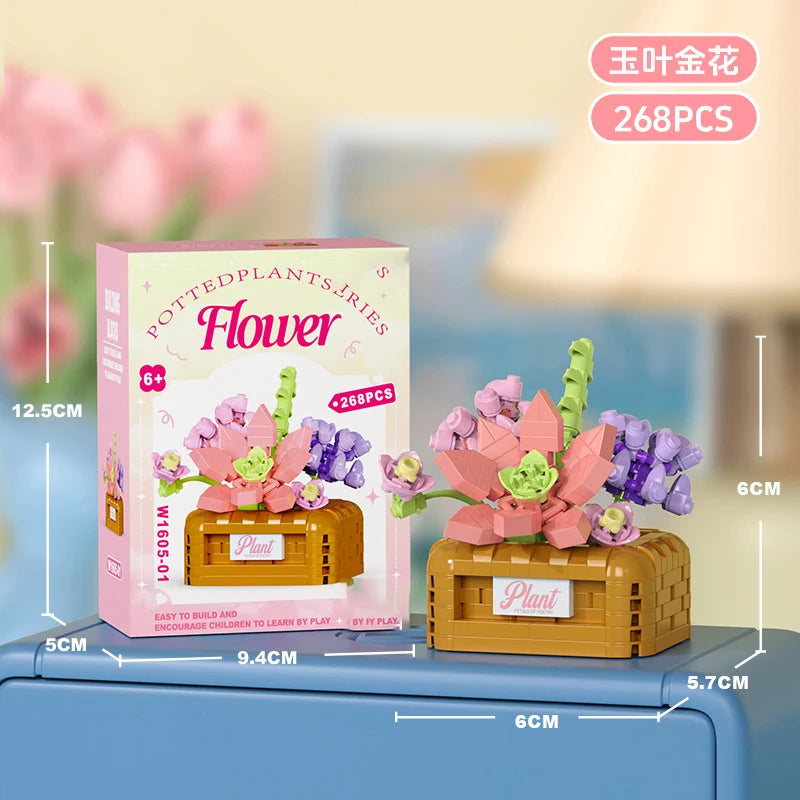 Bouquet Flower Mini Diy Building Block Toys for Children Bricks Blocks for Adults Constructor Micro Bricks Construction Set Gift