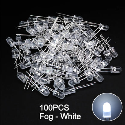 100PCS F5 LED Diode 5MM Assorted Kit White Green Red Blue Yellow Orange Pink Purple Warm White DIY kit Light Emitting Diode bxv