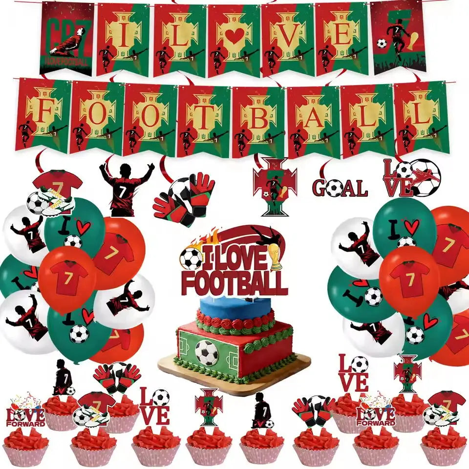 Soccer Birthday Party Supplies Football Theme  Birthday Party Decoration Cotillon Birthday CR7 Soccer Plate Cups Balloons Supply