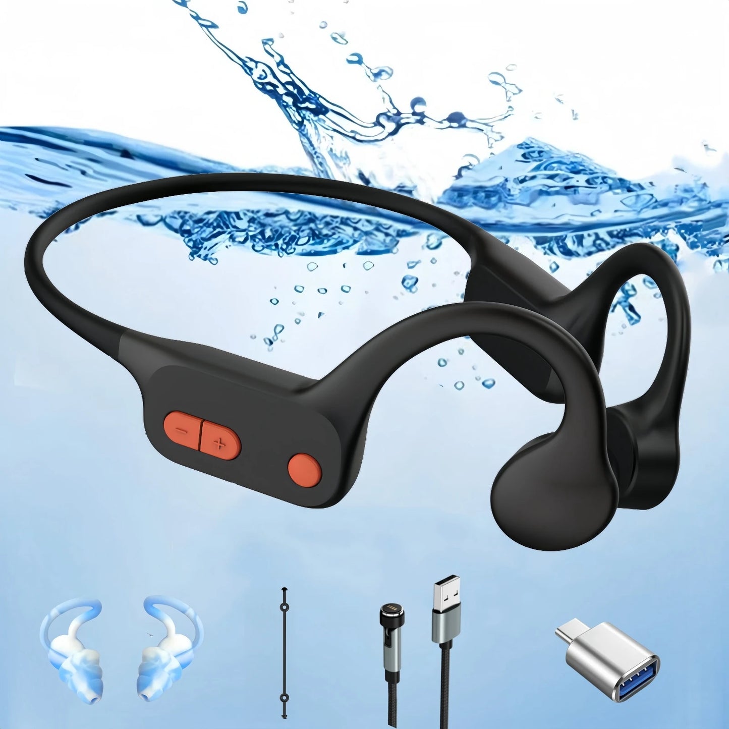 Słuchawki pływackie Tayogo Bone Conduction, Bluetooth 5.3, IP68 Wodoodporne słuchawki douszne MP3 z otwartą konstrukcją do pływania, pamięć 32 GB