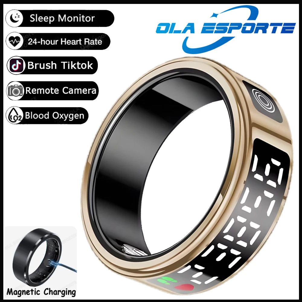 2026 new smart ring with charging compartment HD screen sports mode photo control，5ATM waterproof smartring ,for ios andriod