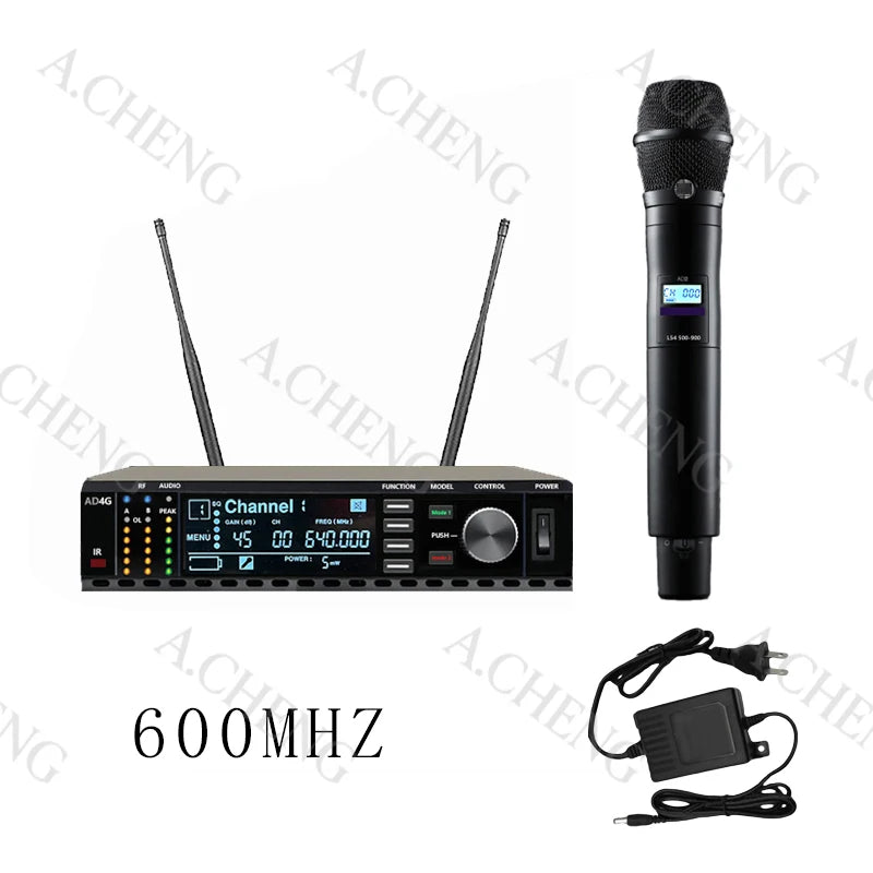 A.CHENG AD4G ksm11 Wireless Microphone System, High Quality Equipment, UHF, Professional, For Stage Performances, Long Distance