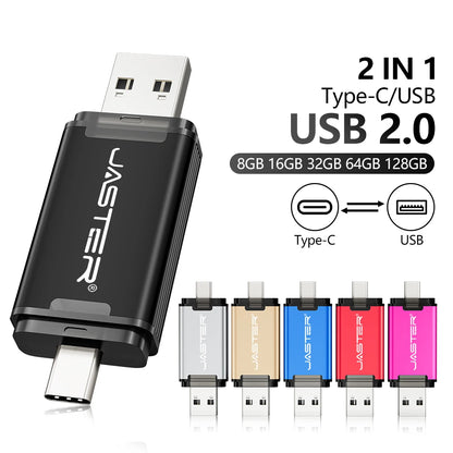 TYPE-C USB Flash Drive 128GB USB-C Memory Stick Business Gift Pen Drive 64GB 32GB Black Blue Golden Pendrive 16GB 8GB 4GB 128MB