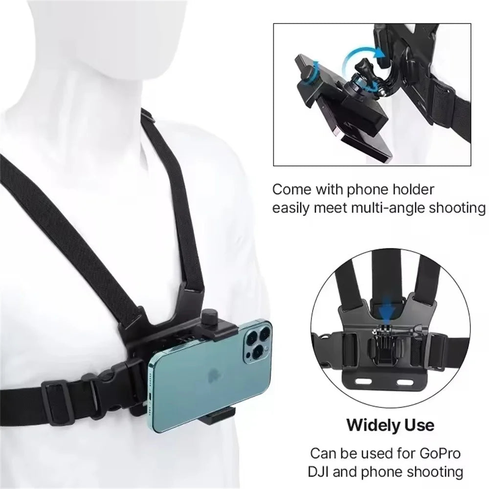 Roreta Action Camera Kit Head Strap Chest Strap phone holder for GoPro Phone Osmo Enhanced Stability Versatility stand