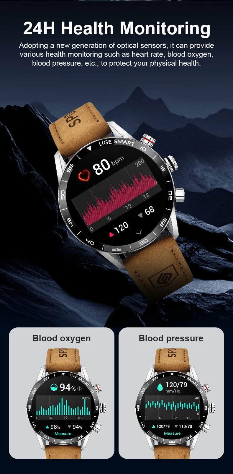 LIGE 2025 New Rugged Military Sports Smart Watch Men 1.39” HD Screen Heart Rate Bluetooth Call Waterproof Outdoor Men SmartWatc