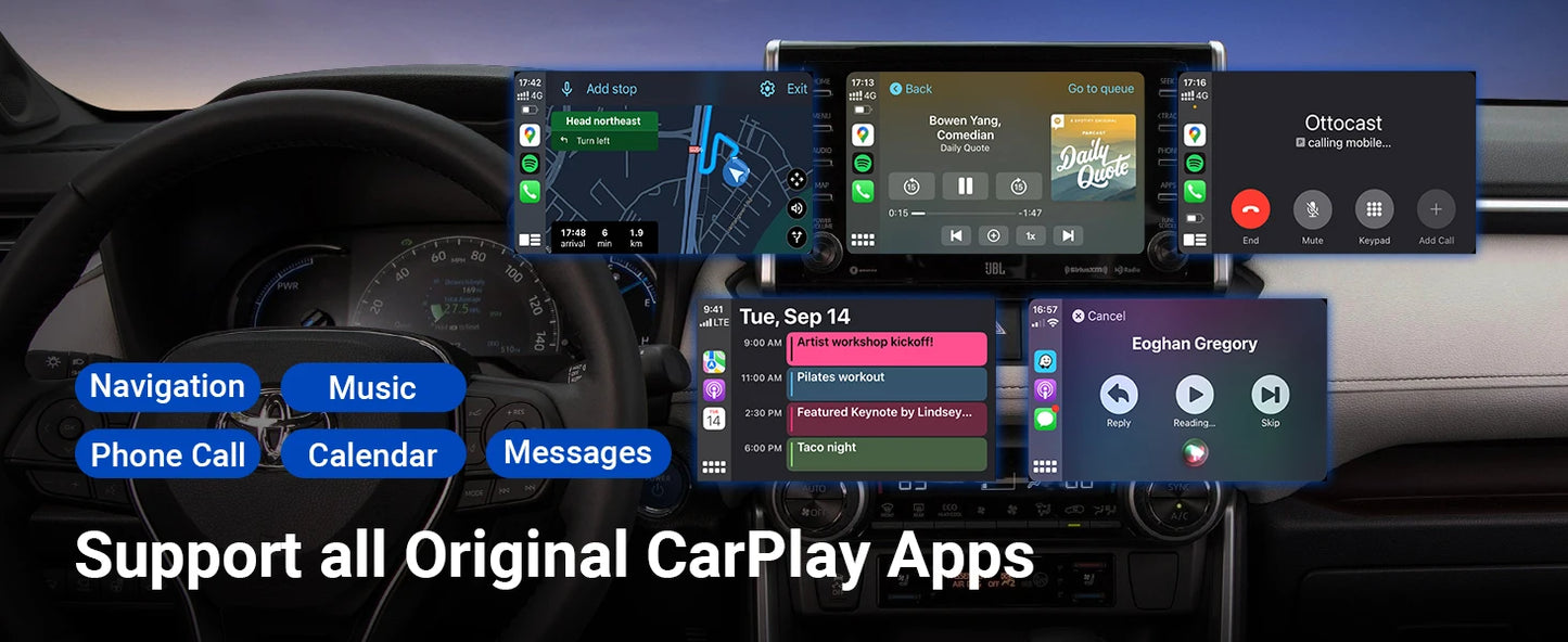 OTTOCAST Play2Video Pro Android Ai Box Pro Built in YouTube Netflix Tiktok IPTV Wired to Wireless CarPlay Car Accessories