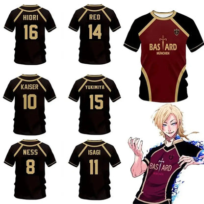 Blue Lock Jersey Futsal Pattern Vl Replika Anime Bastard Munich Summer Men'S And Women'S 3Dt Shirt Casual Sports T Shirt Top