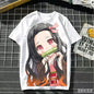 2026 Summer Demon Slayer Nezuko Cherry Blossom Butterfly Print Cotton T-Shirt Adult Kids Casual Loose Breathable Anime Tops Y2k