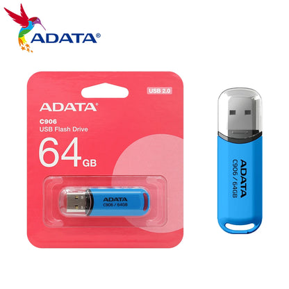 ADATA USB 2.0 Flash Disk C906 Memory Stick 8GB 16GB 32GB 64GB USB Flash Drive White Black Mini Portable Pen Drive For Computer