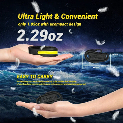 COB LED Headlamp Induction Head Lamp Built-in Battery USB Rechargeable Head Flashlight Outdoor Camping Fishing Sensor Headlight