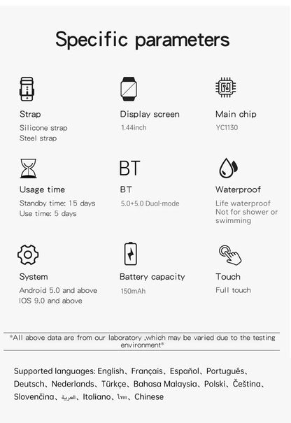 New SmartWatch 1.44-inch Color Screen Full Touch Custom Dial Smartwatch Bluetooth Talking Fashion Smartwatch Men's and Women's