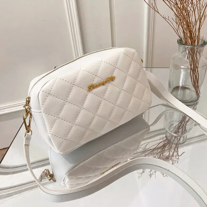 2025 roku damska mała torebka crossbody z frędzlami, modna haftowana damska torebka na ramię w kratę, modna torebka crossbody na łańcuszku
