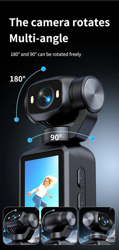 HD 4K Action Camera 180 Degree Rotatable For Vlog YouTube Tiktok Girls Record Life Video Recording Entry Portable Action Camera