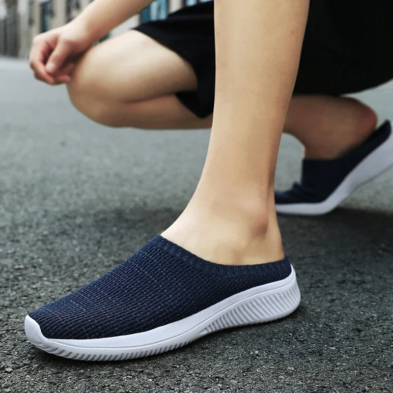 Summer Men Casual Shoes Mesh Loafers Breathable Half Slippers Outdoor Indoor Women Comfortable Fashion Couple Walking Sneakers