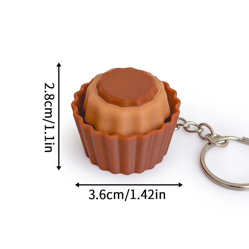 3D Printed Cappuccino Coffee Cup Keyrings Creative Clicker Button Dessert Keychains Office Stress Relief Keyboard Fidgets Gifts
