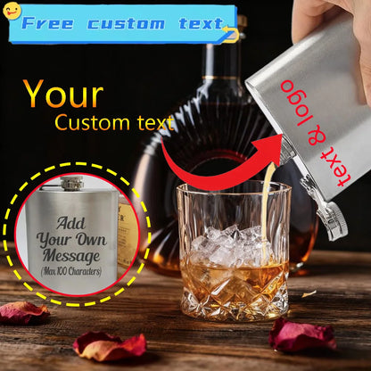 Custom 7 oz Stainless Steel Hip Flask Creative Pocket Hip Flask Whiskey Flask Portable Hip Flask Suitable for men's Gifts
