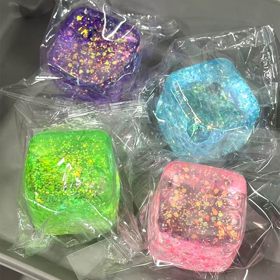 Maltose Cube Stress Squeeze Toy Decompression Small Ice Cubes Anti Stress Slow Rebound Polar Light Colorful Squeeze TPR Block
