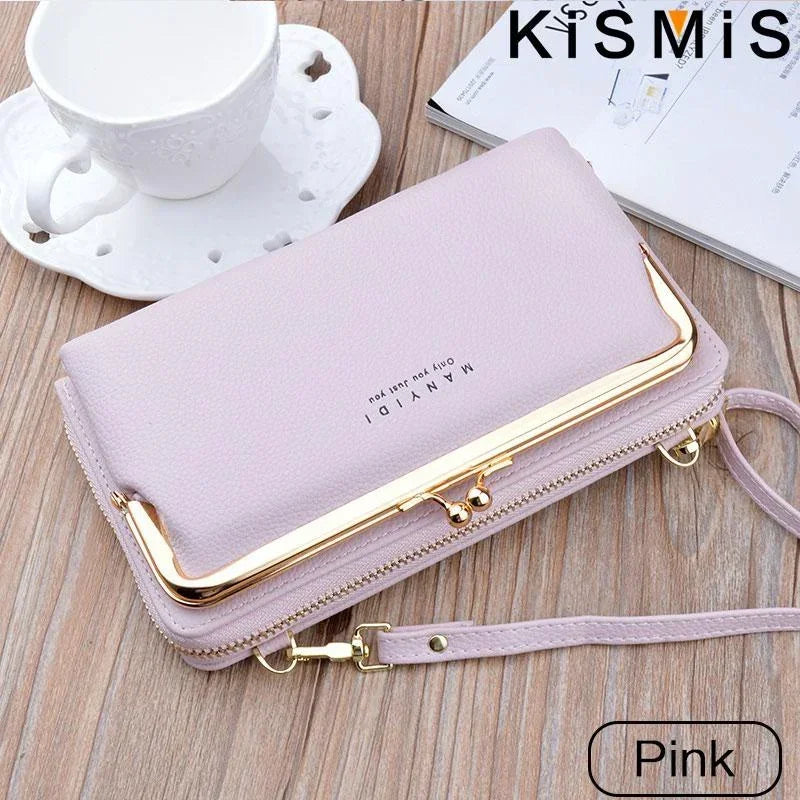 Ladies Crossbody Bag PU Leather Handbag Women Travel Casual Shoulder Bag Everyday Use Double Layer Mobile Wallet Clutch Purse
