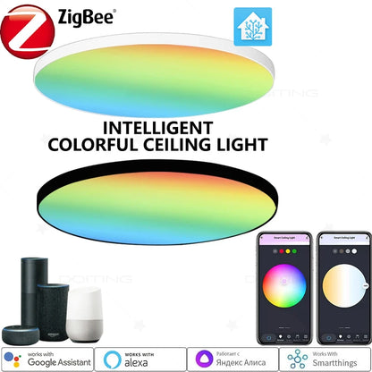 Zigbee 3.0 Smart Ceiling Lights 24W Led Ceiling Lamp RGBCW Led Work With Alexa Google Voice Control APP Dimming Home Assistant