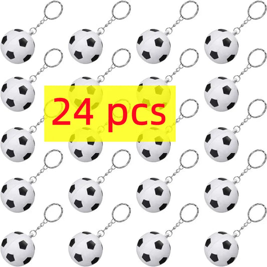 24 Pack White Soccer Keychains Accessory Mini Soccer Stress Ball Keychains,Sports Ball Keychains,School Carnival Reward for Kids