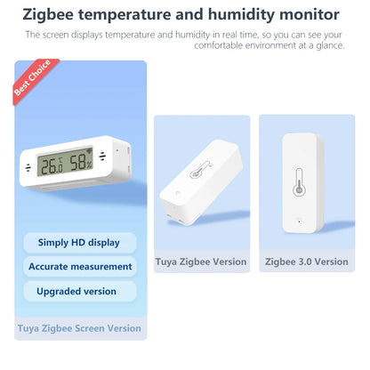 Zigbee Temperature Humidity Sensor Smart Home Thermometer Real-Time Monitoring APP Control Work With Alexa Home Assistant Z2M