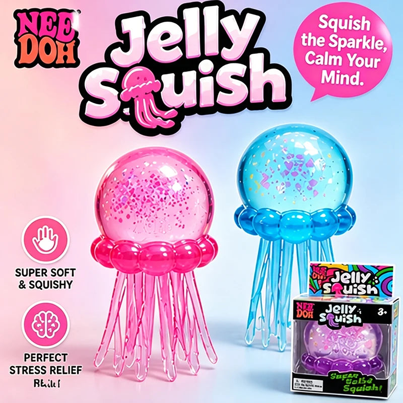 Trending Needoh Fuzz Ball Jellyfish Squishy Blind Box Random Color Soft Stress Relief Toy Cute Relaxing Squeeze Sensory Toy