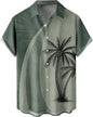 Summer Men's Gradient Sketch Coconut Tree 3D Printed Shirt, Vintage Hawaiian Tropical Quick Drying Loose Shirt
