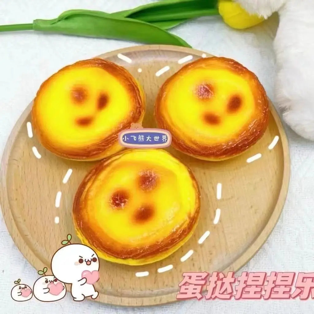 Bouncing Egg Tart Fluid Pressure-Relief Food Simulation Toy, Stress-Relieving, Squeezable, Creative and Fun gift for friends