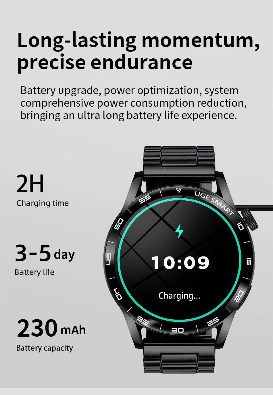LIGE Full Touch Smartwatch Outdoor Military Smart Watch 1.38" HD Screen Bluetooth Call IP68 Waterproof Sport Fitness Watches Men