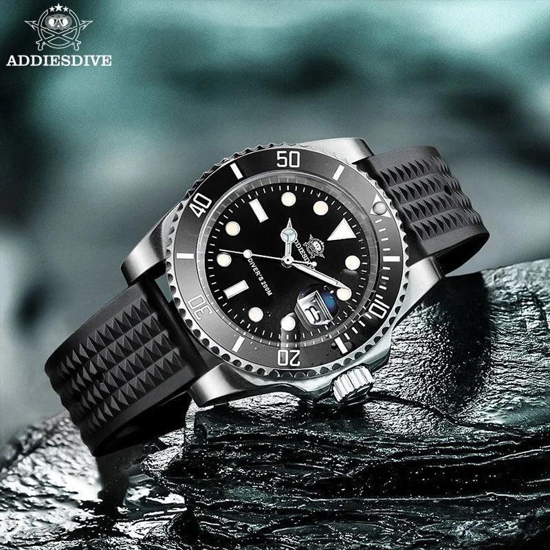ADDIESDIVE MY-H3-2 Men's Dive Quartz Watch 41mm Fashion Stainless Steel Wristwatch 200M Calendar Display Luminous Watches ForMen