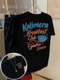 Trendy Kalimera Letter Print T Shirt Women Double Sided Graphic Tee Summer Fashion Short Sleeve O-Neck Pullover Loose Fit Top