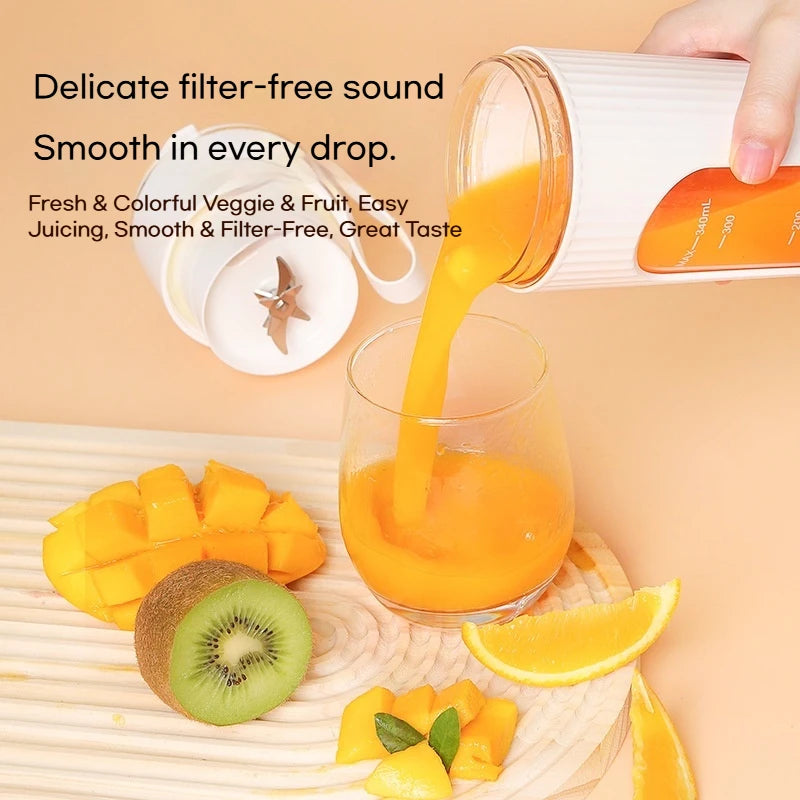 Upgraded Wireless Juicer with 14-Blade 304 Stainless Steel Blades, Smart Battery Display, Portable Juicing Cup