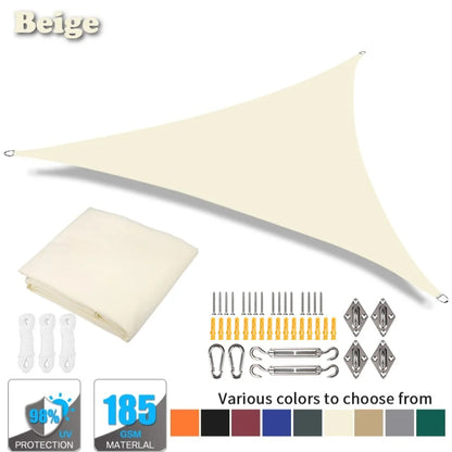 Triangle Sun Shade Sail Canopy UV Block Sun Shelter with Fixing Kits for Outdoor Patio Pool Beach Backyard Garden Sunscreen Tent