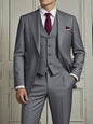 Men's Smart Casual 3-Piece Suit Single Breasted Solid Slim Fit Elegant Office Party Wedding Set