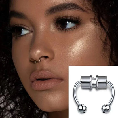 2025 Trendy Piercing Free Magnetic Nose Ring Stainless Steel Horseshoe Non Pierced Goth Punk Fake Hoop Clip on Jewelry Gift