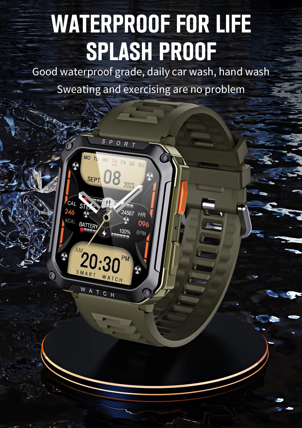 LIGE 2026 Zewnętrzny Smartwatch Męski 2.01" Ekran IP68 Wodoodporne Zegarki Wytrzymały Wojskowy Bluetooth Połączenia Smartwatch dla Androida i iOS